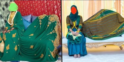 Robes de mariée traditionnelle et verte avec accessoires