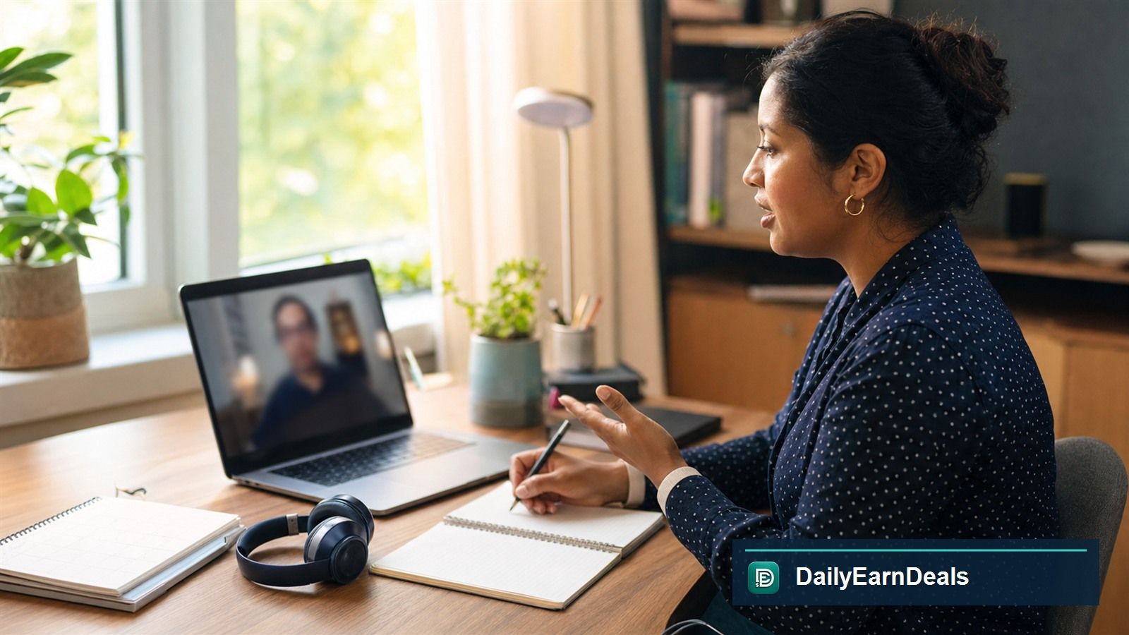 Participant taking notes during a remote live research interview
