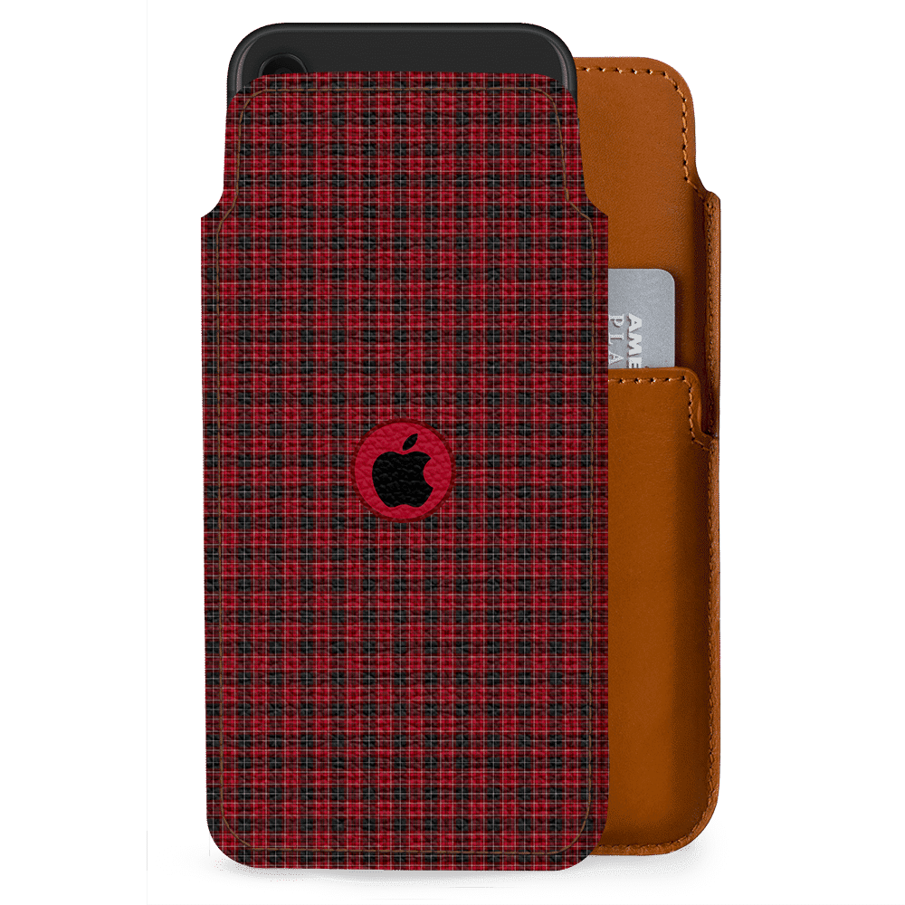 DailyObjects Ruby Plaid Real Leather Wallet Case Cover For iPhone XR