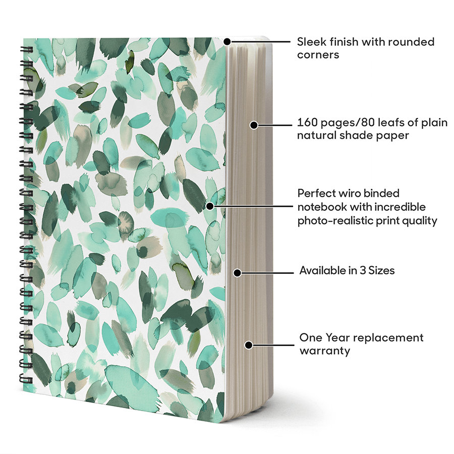 Dailyobjects Mint Flower Petals Abstract Stains A6 Spiral Notebook