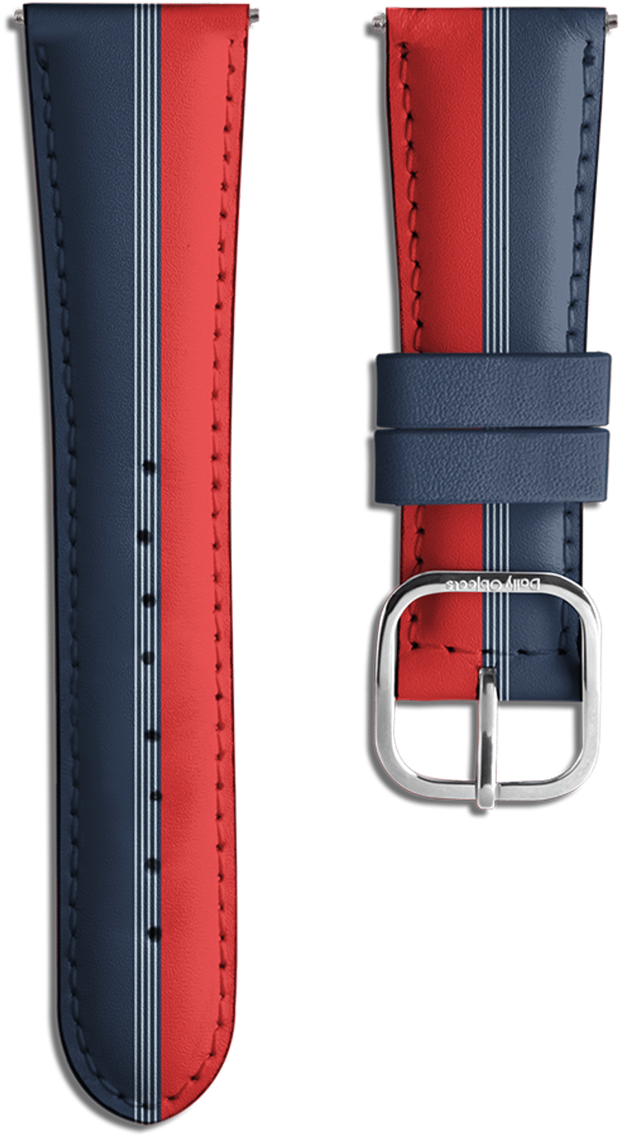 Red Blue Pinstripes Leather Universal WatchBand (20mm)