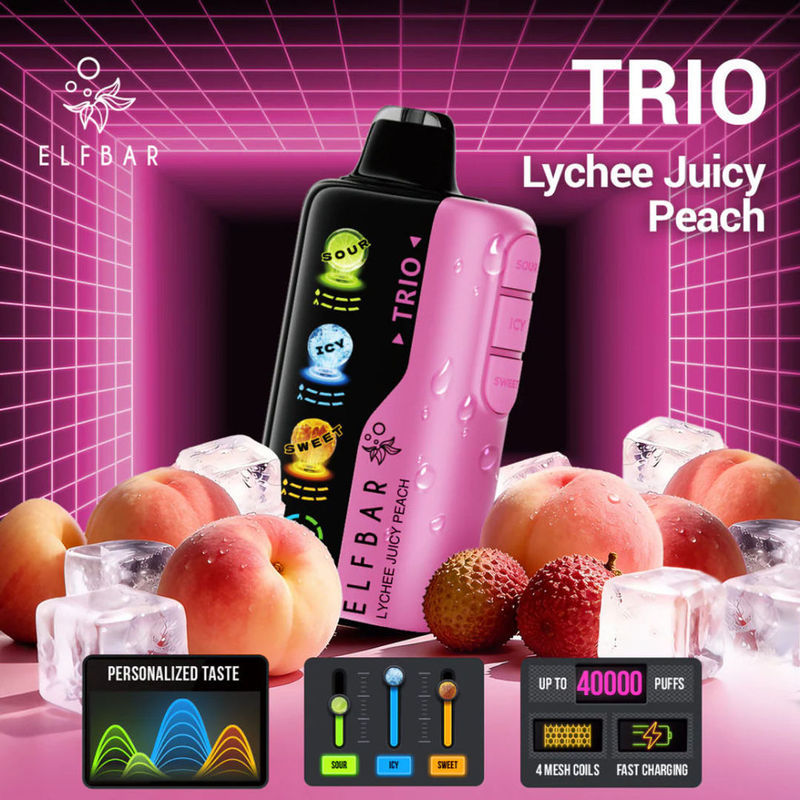 Elf Bar Trio Sour 40000 Puffs - Lychee Juicy Peach