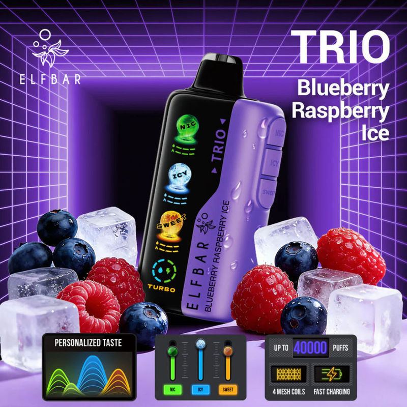 Elfbar Trio Sweet 40000 Puffs - Blueberry Raspberry Ice