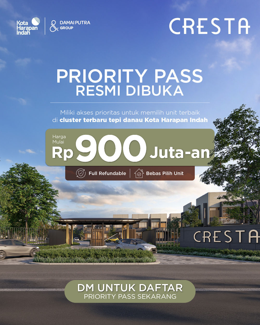 Priority Pass Cluster Cresta Resmi Dibuka, Pilih Unit Terbaik Sekarang! - Damai Putra Group