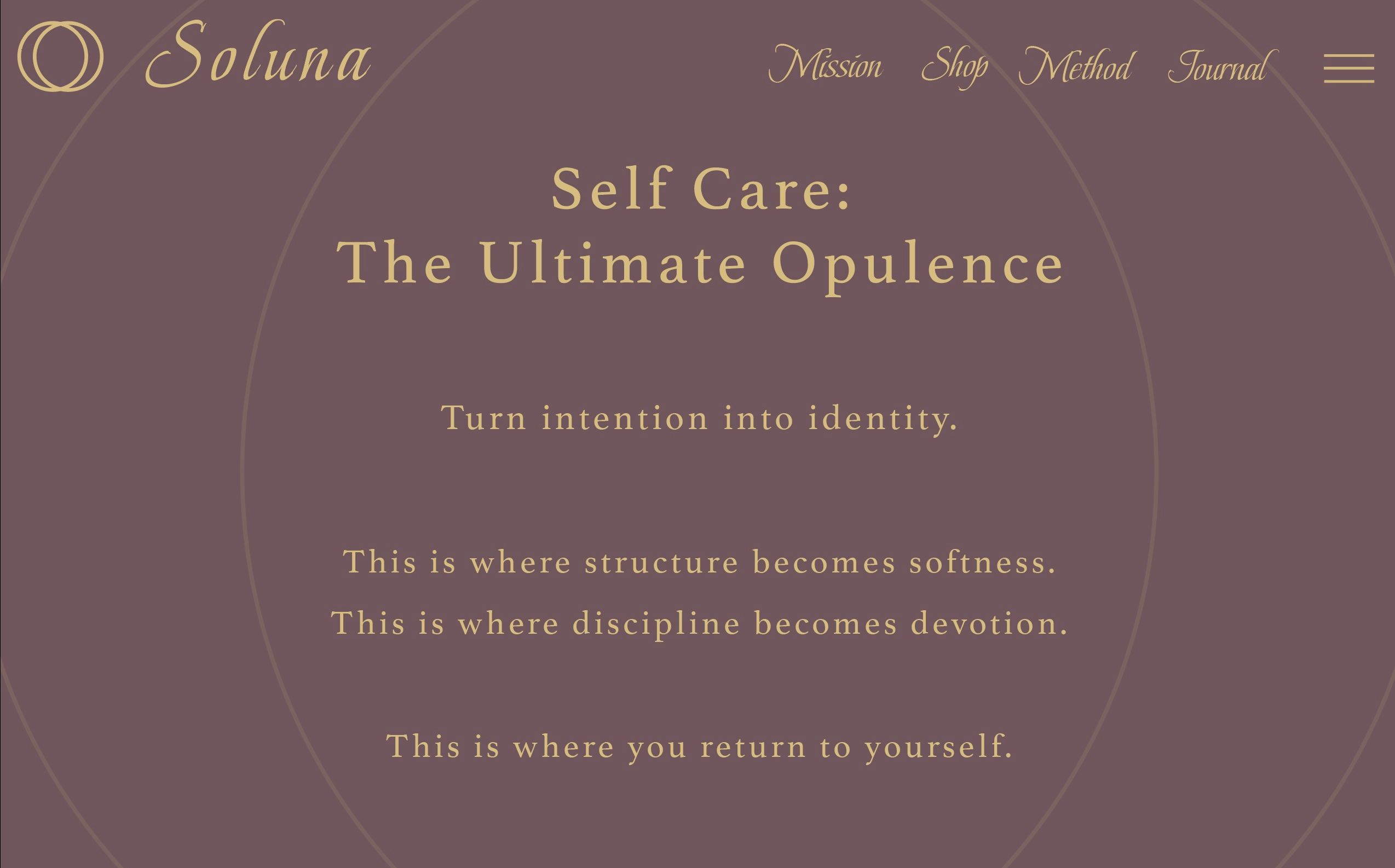 Soluna website homepage mockup