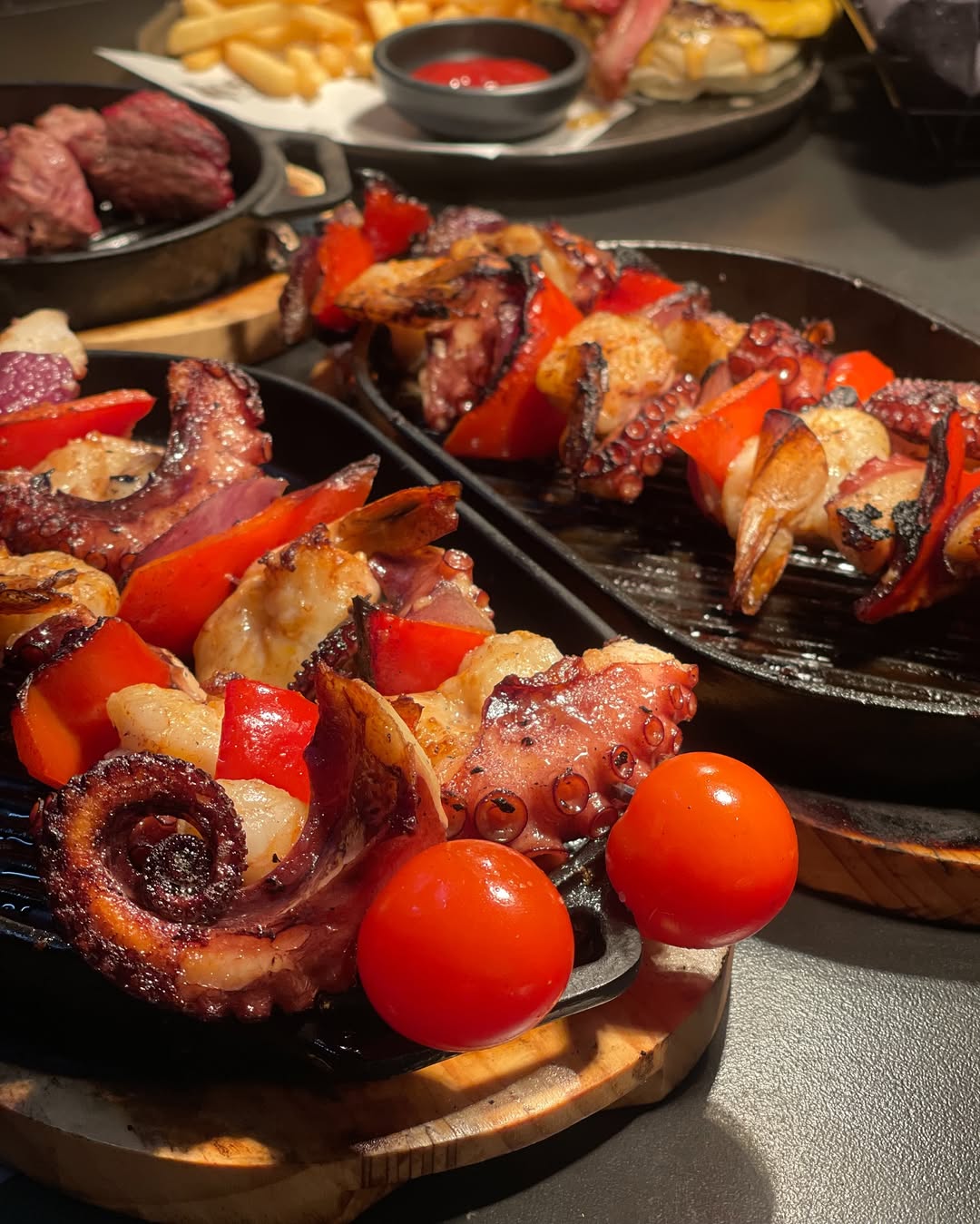 Brochetas de Mariscos al carbón