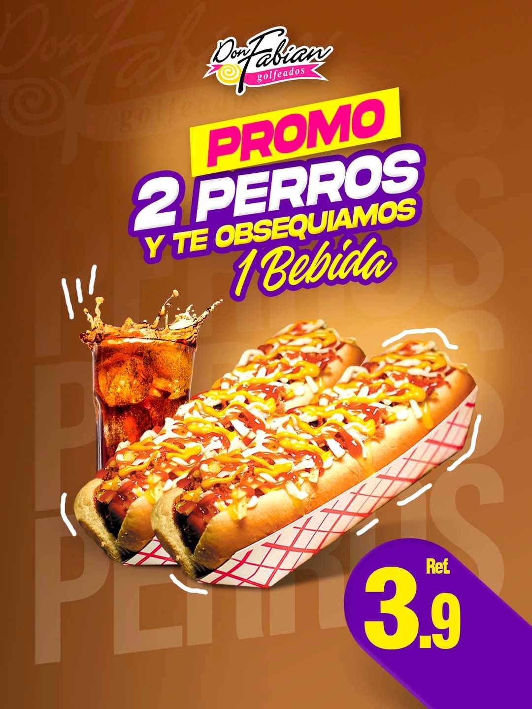 2 Perros calientes + bebida