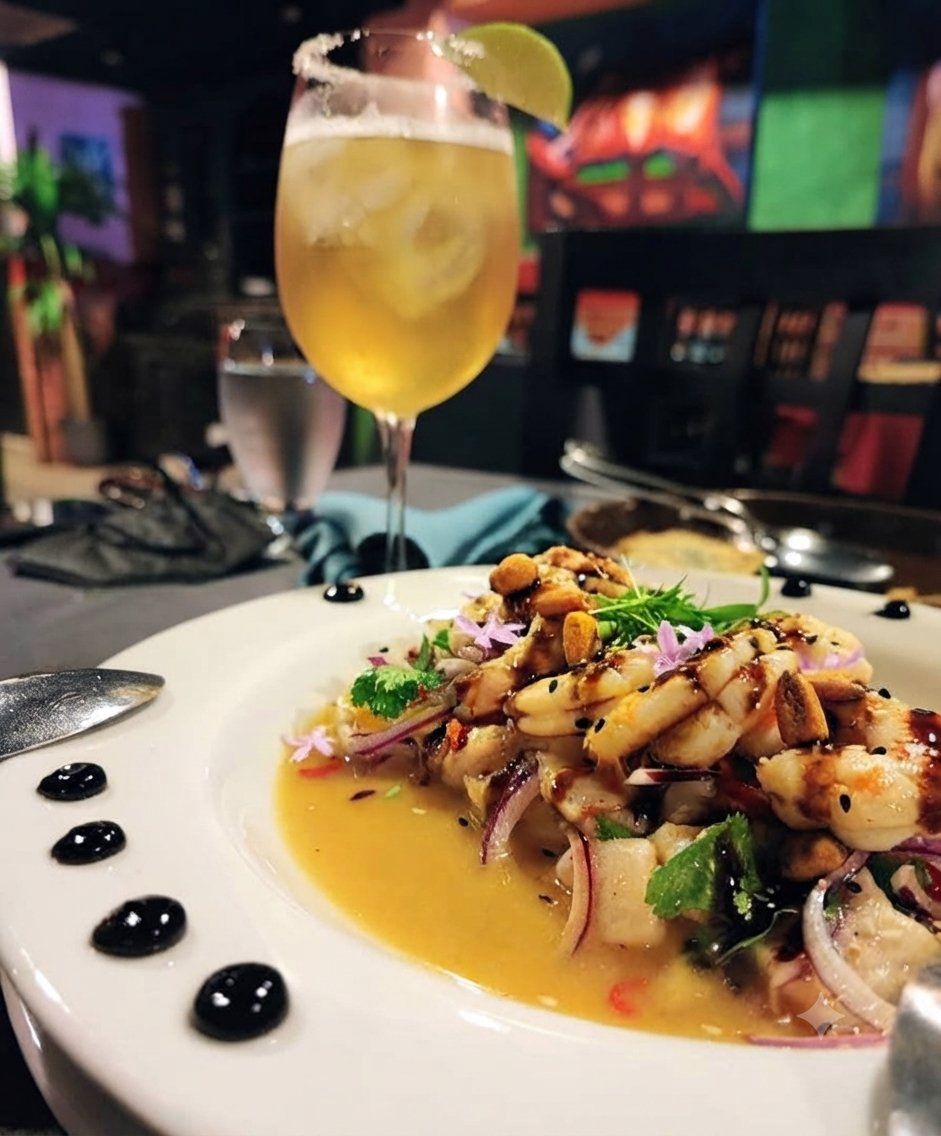 Ceviche de mero con langostinos
