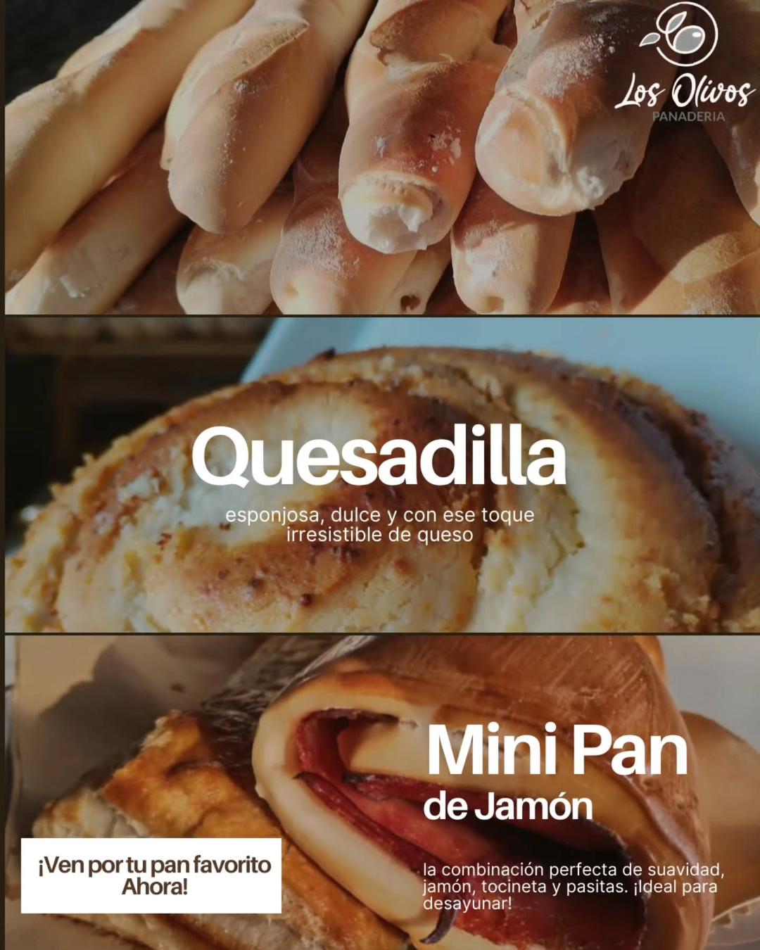 ¿Antojo de algo delicioso y fresco? Prueba nuestras irresistibles quesadillas , con su toque dulce y textura perfecta, ideales para compartir. Acompáñalas con nuestro pan canilla , crujiente por fuera y suave por dentro, perfecto para cualquier comida. Y si buscas un bocado práctico y delicioso, nuestro minilunch son la opción ideal para meriendas o eventos.

🥖🥐 ¡Todo recién horneado, con el mejor sabor y calidad!