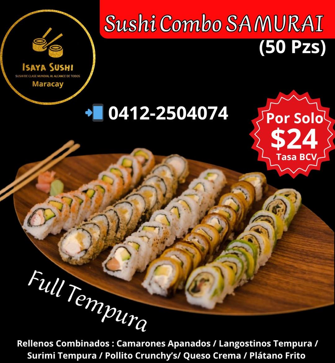 🤩50 PZS Por Solo $24 Tasa BCV‼️
🛵WhatsApp👉 0412-2504074📲
✨ Delivery Maracay desde $1 🤩
Centro Comercial El Lago, Diagonal a Superlíder Los Samanes, Maracay.

Promo paga en divisa y lleva Toppins de Camarones Apanados y Refresco sin Costo Adicional!

‼️ESCOGE Hasta 4 PROTEINAS POR ROLLO‼️

💥CAMARONES APANADOS - LANGOSTINOS TEMPURA -POLLO CRUNCHY’S -SURIMI TEMPURIZADO- KANI DINAMITA💥

COMBINADO CON:
🔥QUESO CREMA-AGUACATE- PLATANO FRITO- VEGETALES TEMPURA - SALSA DINAMITA- PASTA DE CANGREJO- CEVICHE DE CAMARONES🔥
(según disponibilidad )

DOBLE SALSA TERIYAKI DULCE
DOBLE SALSA SOYA
SALSA DINAMITA
2 PARES

TODO POR SOLO $24‼️

MEDIO DE PAGO:

📍DIVISA
📍PAGO MOVIL
📍ZELLE
📍PAYPAL
📍BINANCE
📍NEQUI

📲 Haz tu pedido ahora al 0412-2504074 y recíbelo en la comodidad de tu casa.
📍Servicio a delivery en Maracay, Edo Aragua.
🌟 ¡No dejes que el antojo espere, pide el tuyo hoy