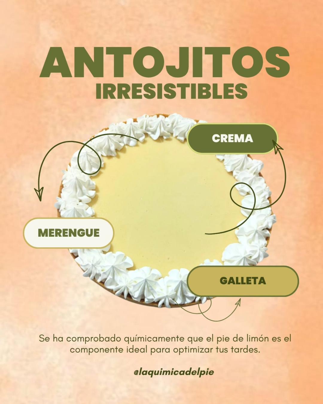 🔬🍋 ¡ALERTA DE ANTOJITO! 

¿Sientes que tu tarde está incompleta? ¡Tranquilo! Hemos analizado la ecuación perfecta para la felicidad: 💛🍋 + ☁️ + 🍪.

Y es que los postres de la laquimicadelpie son los catalizador de tus mejores momentos.

✨ Y es que nuestros Pie's están hechos de:
 
🔸 Galleta: La base sólida para tus cimientos de felicidad. 
🔸 Crema de Limón: El componente principal, con el equilibrio ácido-dulce exacto para despertar tus sentidos. 
🔸 Merengue: La nube etérea que corona la perfección.

¿El resultado? Una explosión de sabor que optimiza tu estado de ánimo al instante. ¡Es 100% adictivo y 100% irresistible! 🧪✨

👉 ¡No esperes a que la reacción se detenga! Escríbenos al DM y solicita tu pie favorito, o también puedes visitar nuestro perfil en degustyapp

¡Etiqueta a ese amigo que necesita una dosis de este antídoto contra el aburrimiento! 👇

#LaQuimicaDelPie #PieDeLimon #AntojosIrresistibles #PostreDelDia #ReaccionQuimicaDeLaFelicidad