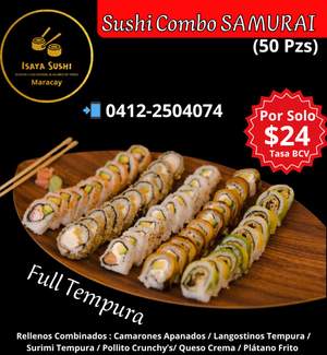 🤩50 PZS Por Solo $24 Tasa BCV‼️
🛵WhatsApp👉 0412-2504074📲
✨ Delivery Maracay desde $1 🤩
Centro Comercial El Lago, Diagonal a Superlíder Los Samanes, Maracay.

Promo paga en divisa y lleva Toppins de Camarones Apanados y Refresco sin Costo Adicional!

‼️ESCOGE Hasta 4 PROTEINAS POR ROLLO‼️

💥CAMARONES APANADOS - LANGOSTINOS TEMPURA -POLLO CRUNCHY’S -SURIMI TEMPURIZADO- KANI DINAMITA💥

COMBINADO CON:
🔥QUESO CREMA-AGUACATE- PLATANO FRITO- VEGETALES TEMPURA - SALSA DINAMITA- PASTA DE CANGREJO- CEVICHE DE CAMARONES🔥
(según disponibilidad )

DOBLE SALSA TERIYAKI DULCE
DOBLE SALSA SOYA
SALSA DINAMITA
2 PARES

TODO POR SOLO $24‼️

MEDIO DE PAGO:

📍DIVISA
📍PAGO MOVIL
📍ZELLE
📍PAYPAL
📍BINANCE
📍NEQUI

📲 Haz tu pedido ahora al 0412-2504074 y recíbelo en la comodidad de tu casa.
📍Servicio a delivery en Maracay, Edo Aragua.
🌟 ¡No dejes que el antojo espere, pide el tuyo hoy
