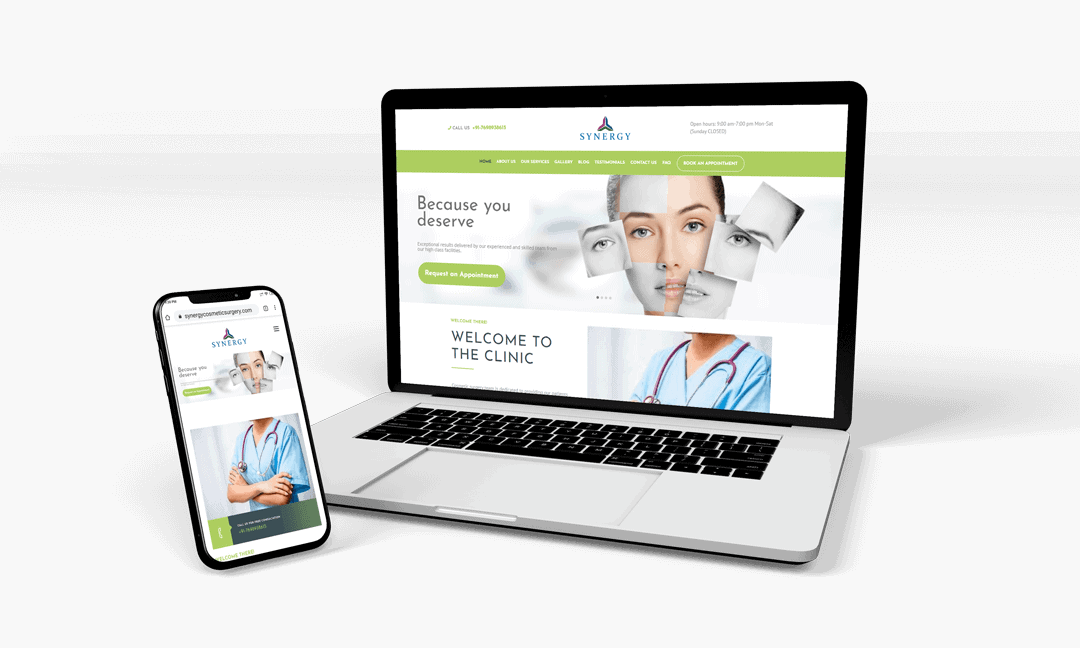 Darshan Patel Website Design Portfolio - Synergy Cosmetic Surgery Hospital Website
