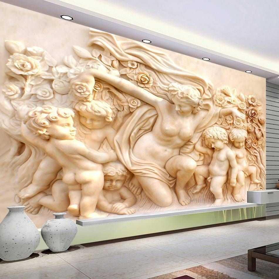 3d European Style Religious Sculpture Wall Mural Custom Photo Within Best And Newest 3d Wall Art Wallpaper (Gallery 12 of 20)