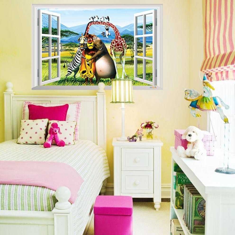 3d Window View Animals Forest Wall Art Mural Decal Sticker Cartoon In Best And Newest Baby Nursery 3d Wall Art (Gallery 6 of 20)