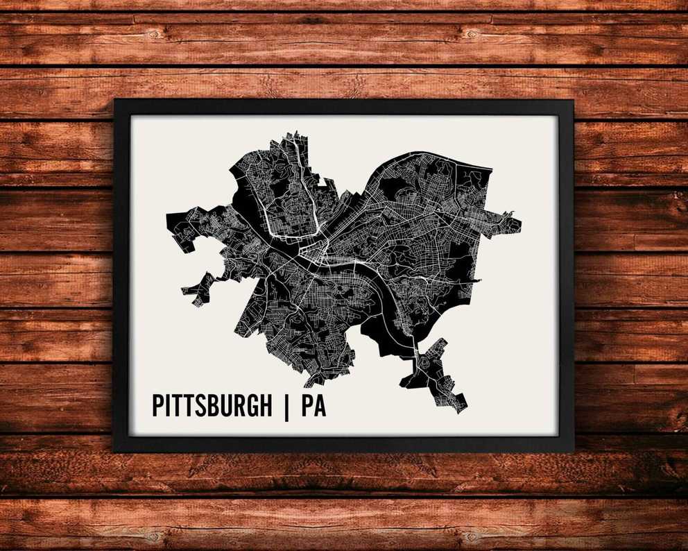 Pittsburgh Map Art Print Pittsburgh Print Pittsburgh Art Intended For Newest Pittsburgh Map Wall Art (Gallery 1 of 20)