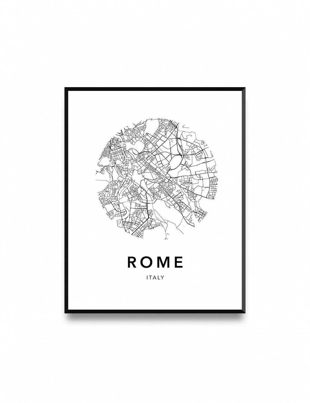 Rome Map Poster Map Of Rome Poster Rome Map Rome City Map With Regard To Most Current City Map Wall Art (Gallery 17 of 20)