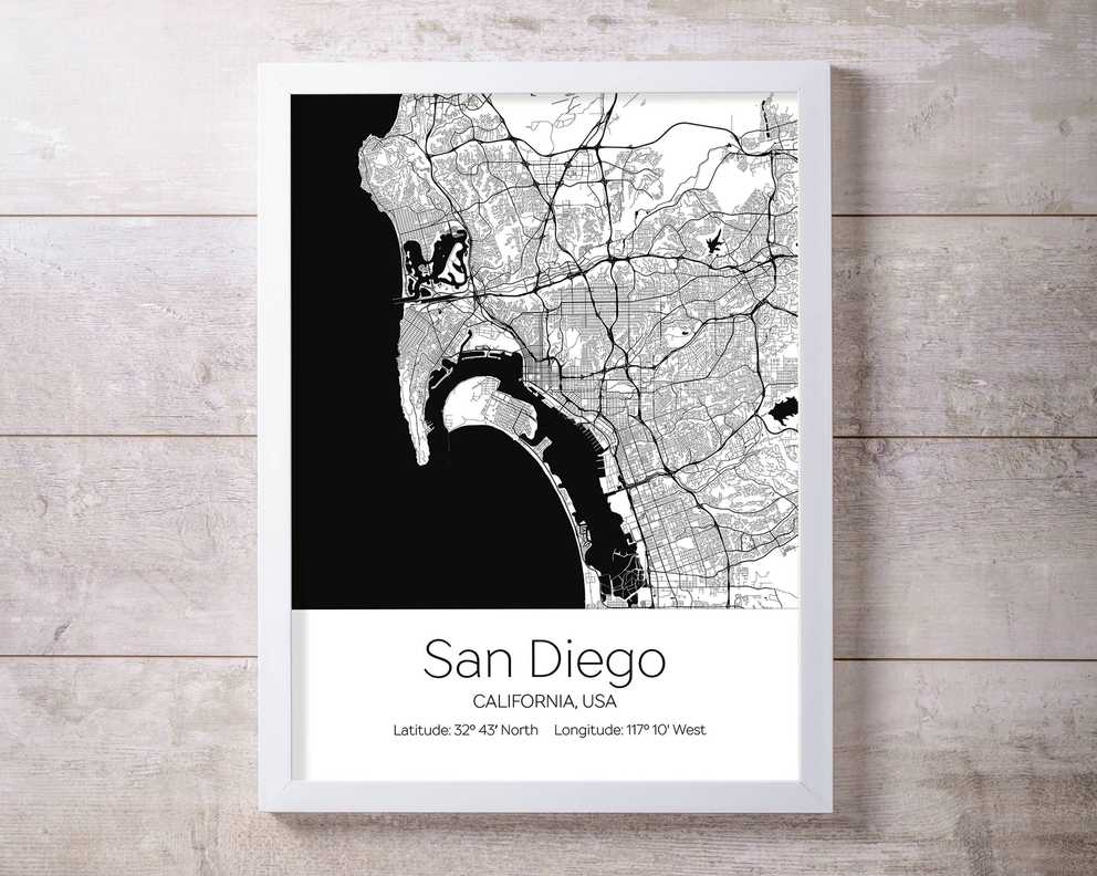 San Diego City Map Wall Art Prints With Regard To Most Recently Released San Diego Map Wall Art (Gallery 8 of 20)