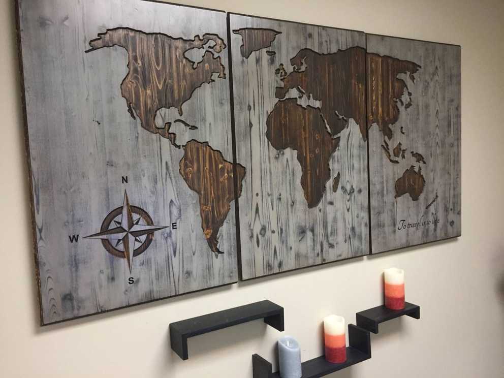 World Map Wood Wall Art Carved Custom Home Decor Wooden Best Of Pertaining To Most Current Custom Map Wall Art (Gallery 1 of 20)