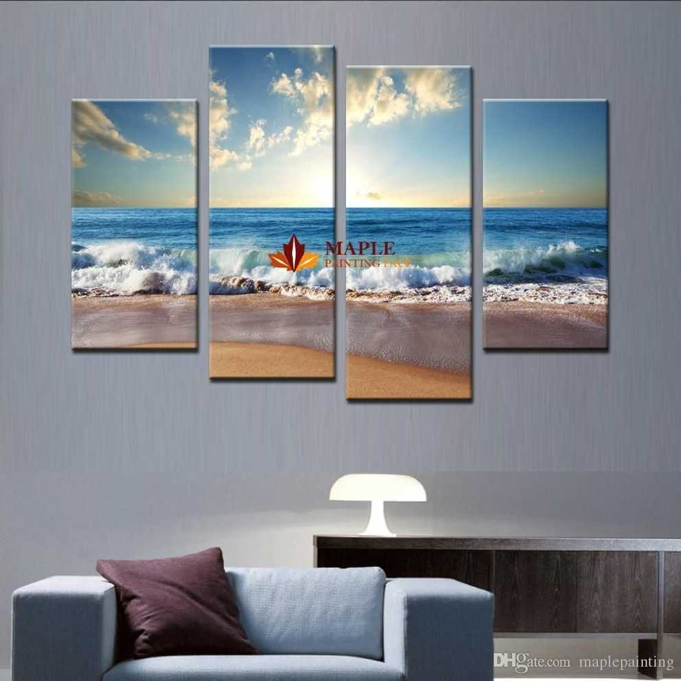 2018 Large Canvas Art Wall Hot Beach Seascape Modern Wall Painting In Best And Newest Large Canvas Painting Wall Art (Gallery 2 of 20)