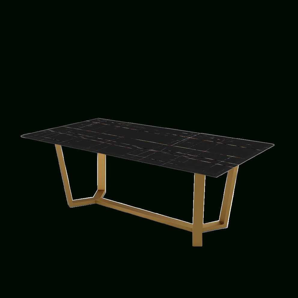 Classy Black Rectangular Marble Dining Table With Matt Gold Metal Base With Bronze Metal Rectangular Console Tables (Gallery 14 of 20)