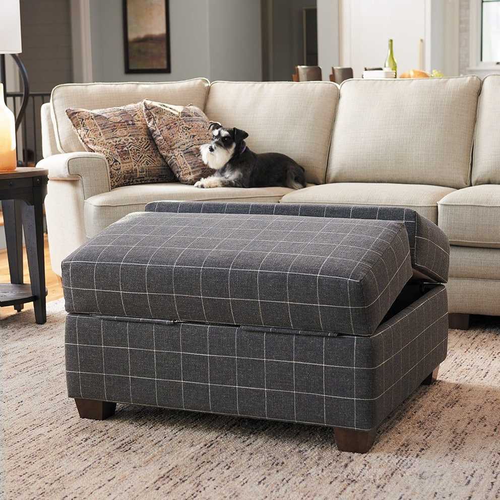 Featured Photo of Gray And Brown Stripes Cylinder Pouf Ottomans