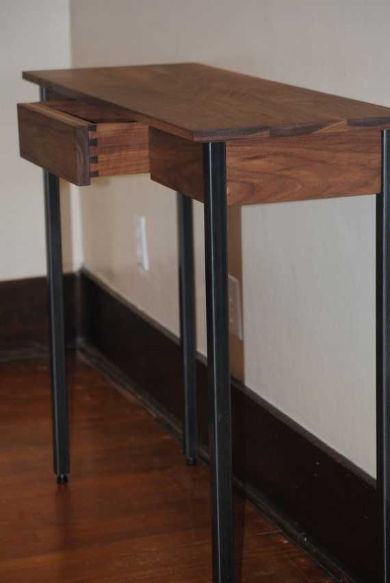 Walnut Entryway Table With Metal Legs Handcrafted A Great Fit In A With Oak Wood And Metal Legs Console Tables (Gallery 3 of 20)