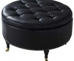 20 Ideas of Black Leather and Bronze Steel Tufted Ottomans