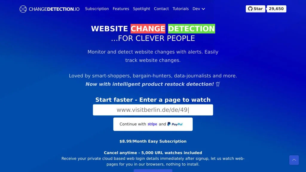ChangeDetection.io screenshot