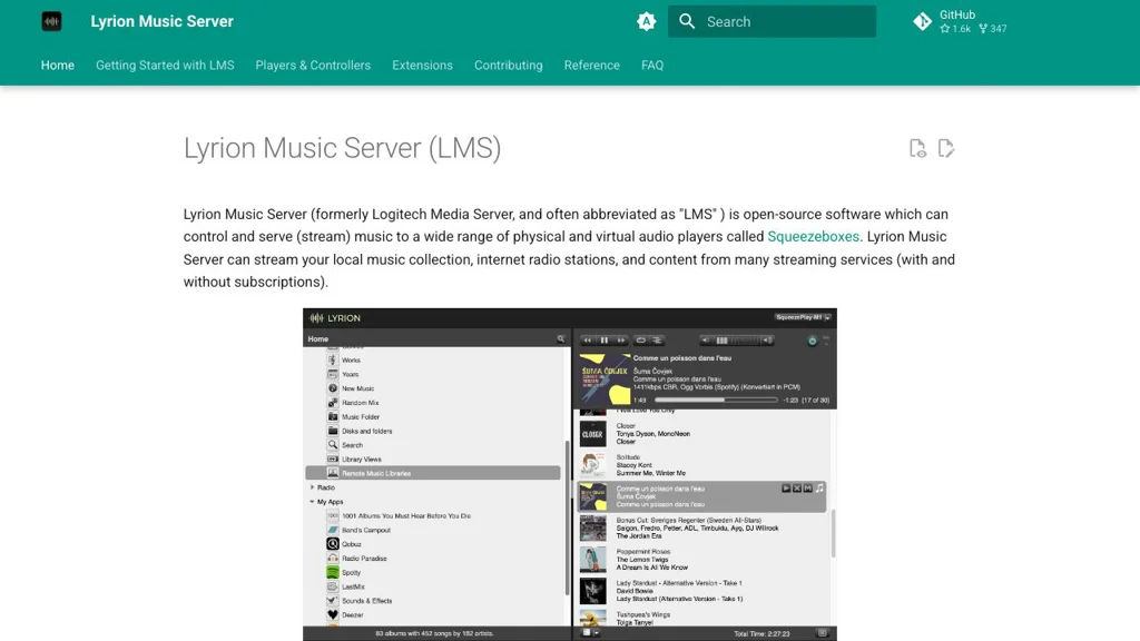 Lyrion Music Server screenshot