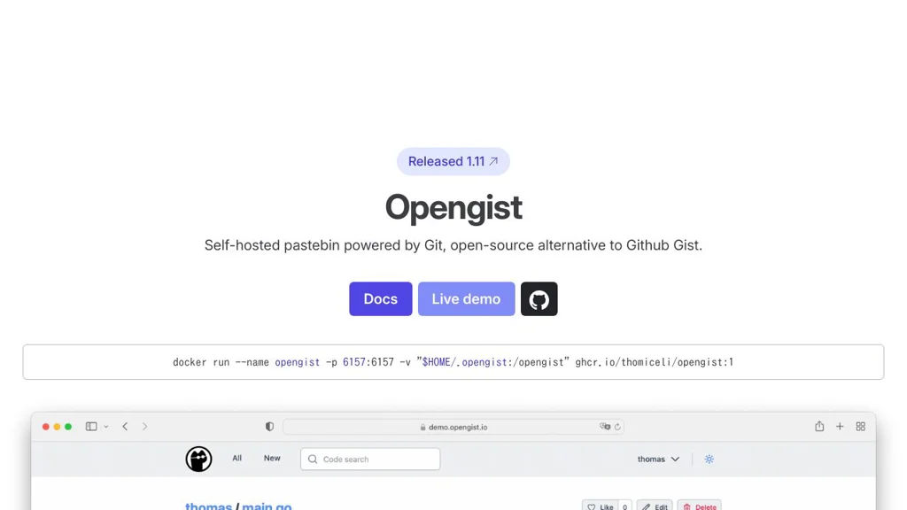 Opengist screenshot