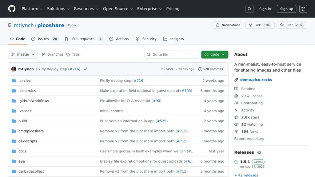 PicoShare screenshot