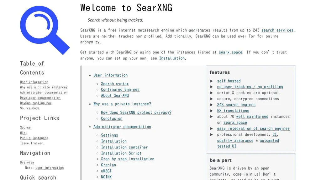 SearXNG screenshot