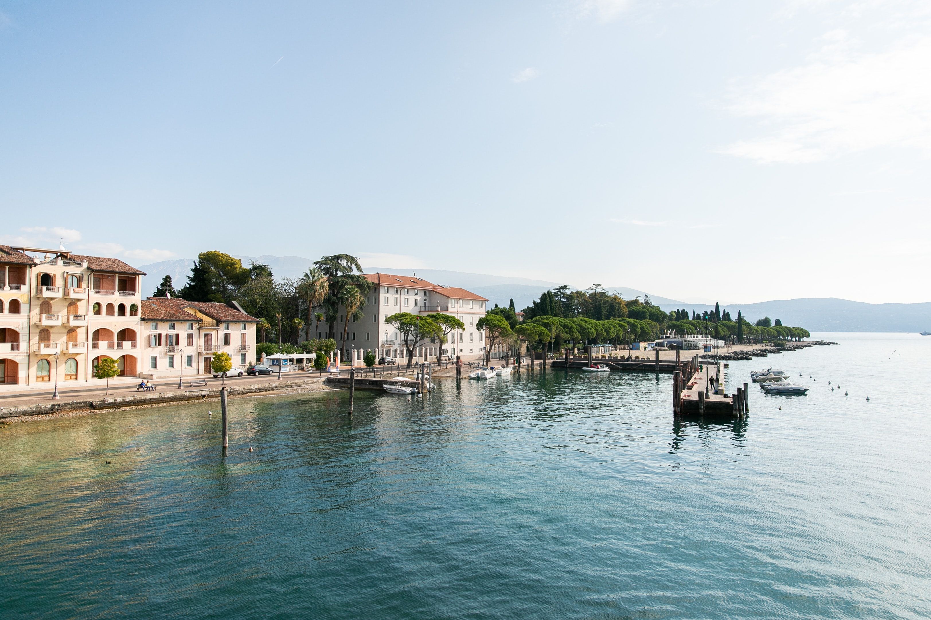 The Toscolano Maderno square with a view of the so called "golfo", a porto with a lot of boats.