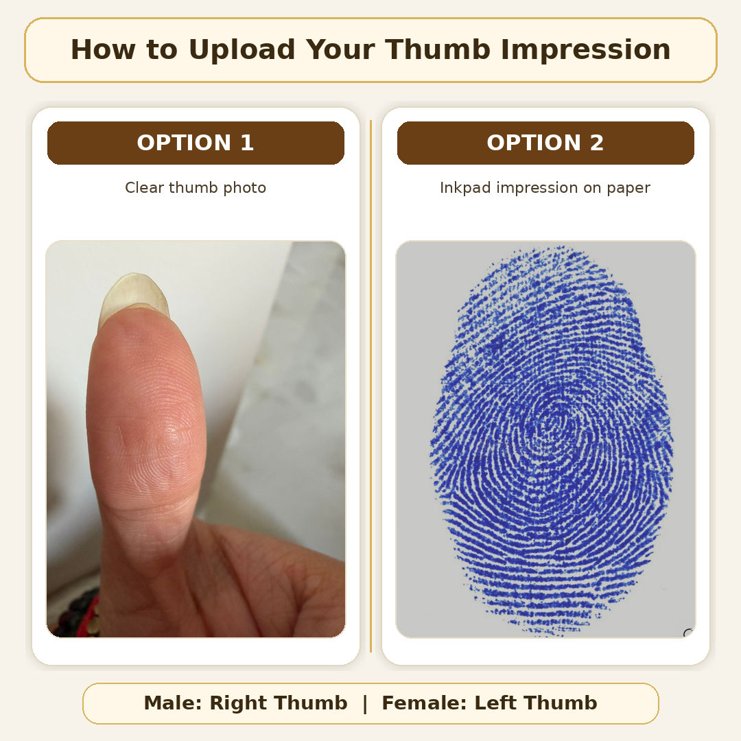 Thumb impression sample options for Shiva NadiVedas leaf finding