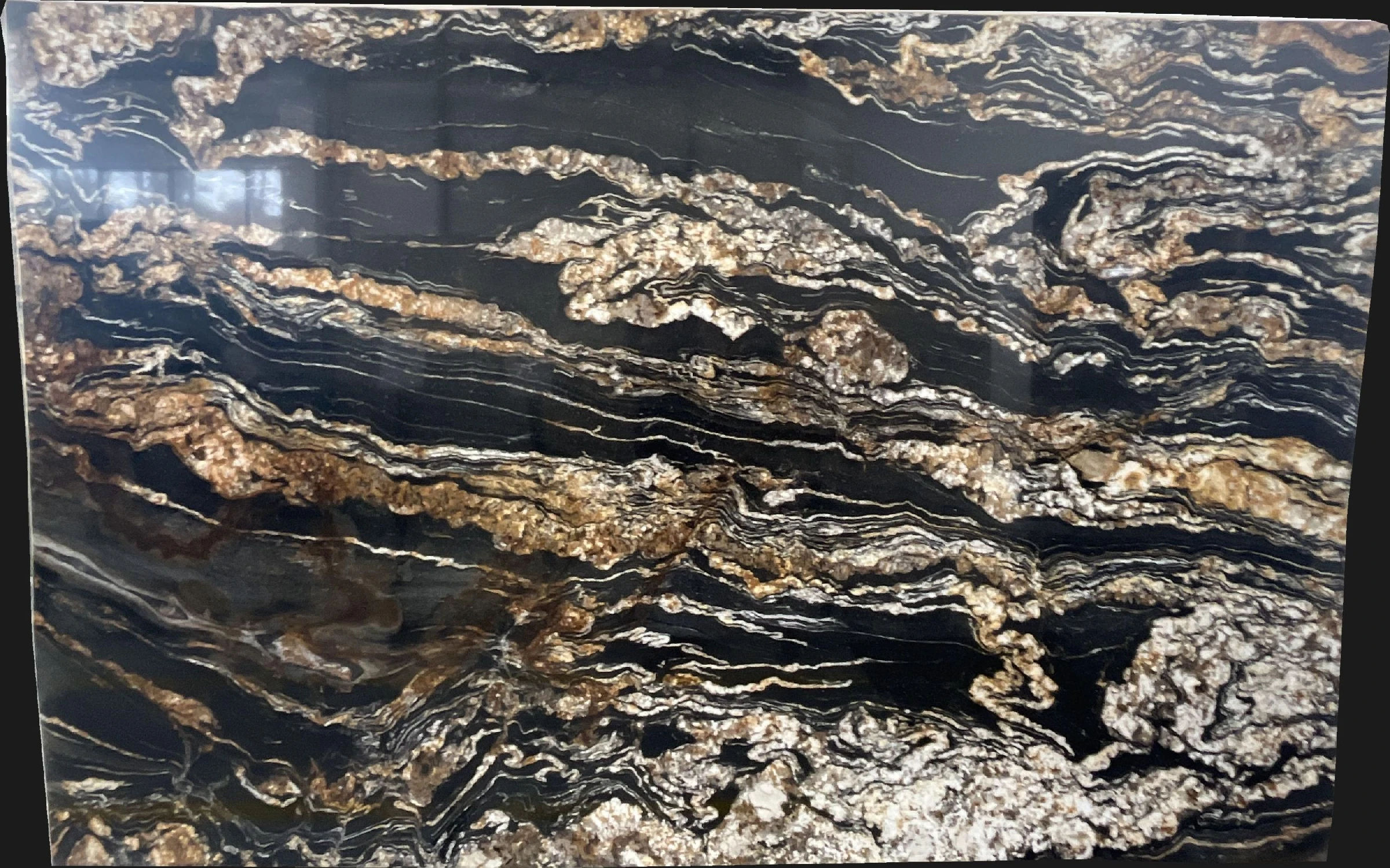 Black Taurus Granite Slabs Wholesaler Strong Veining