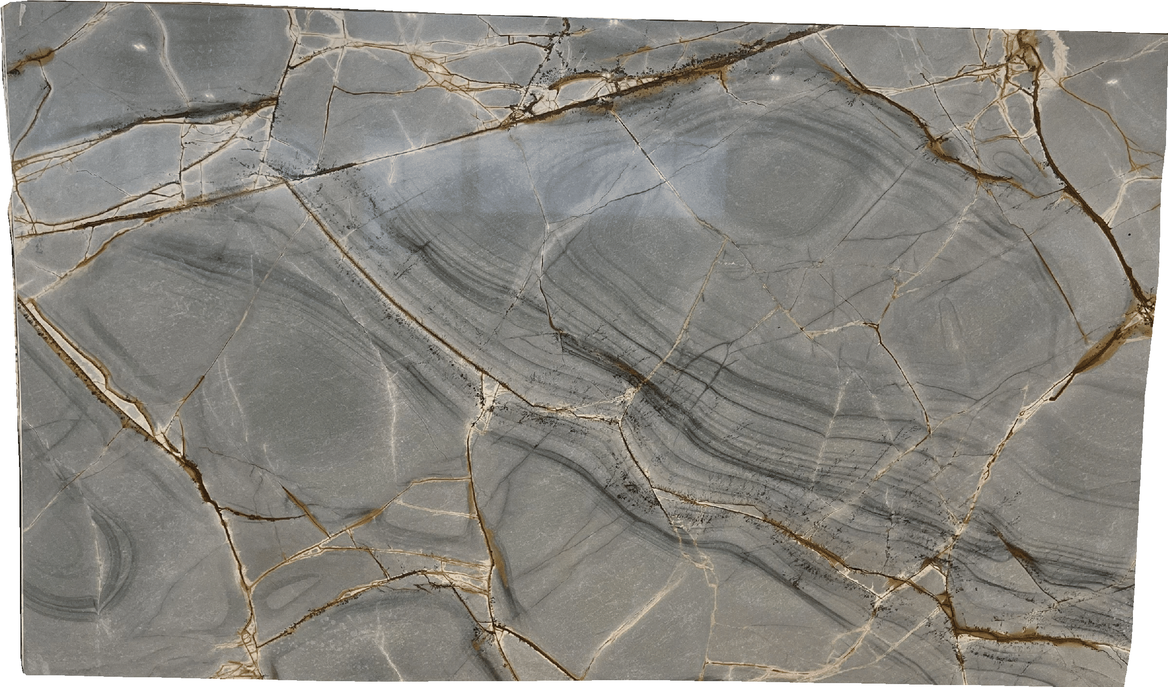 Premium Blue Roma Quartzite Slabs Soft Veining Blue, Grey