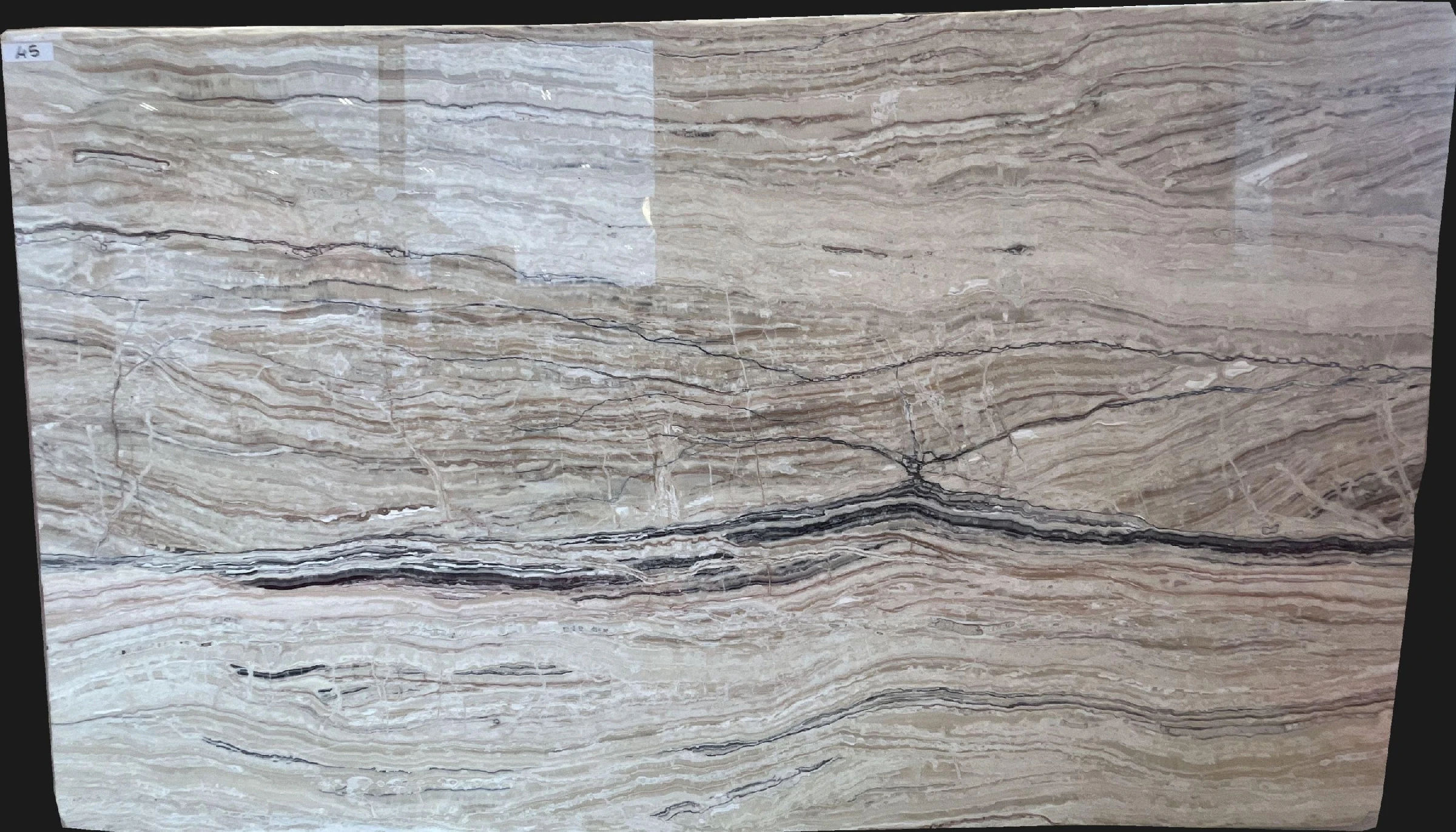 Premium Onyx Vene White Slabs Strong Veining Beige, Grey