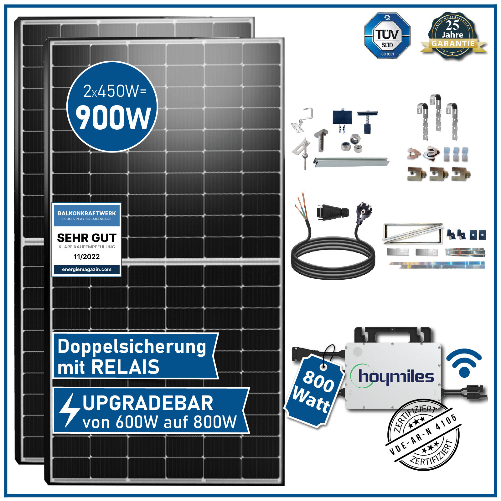 380 Watt Balkonkraftwerk Photovoltaik Solaranlage Steckerfertig WIFI Smart