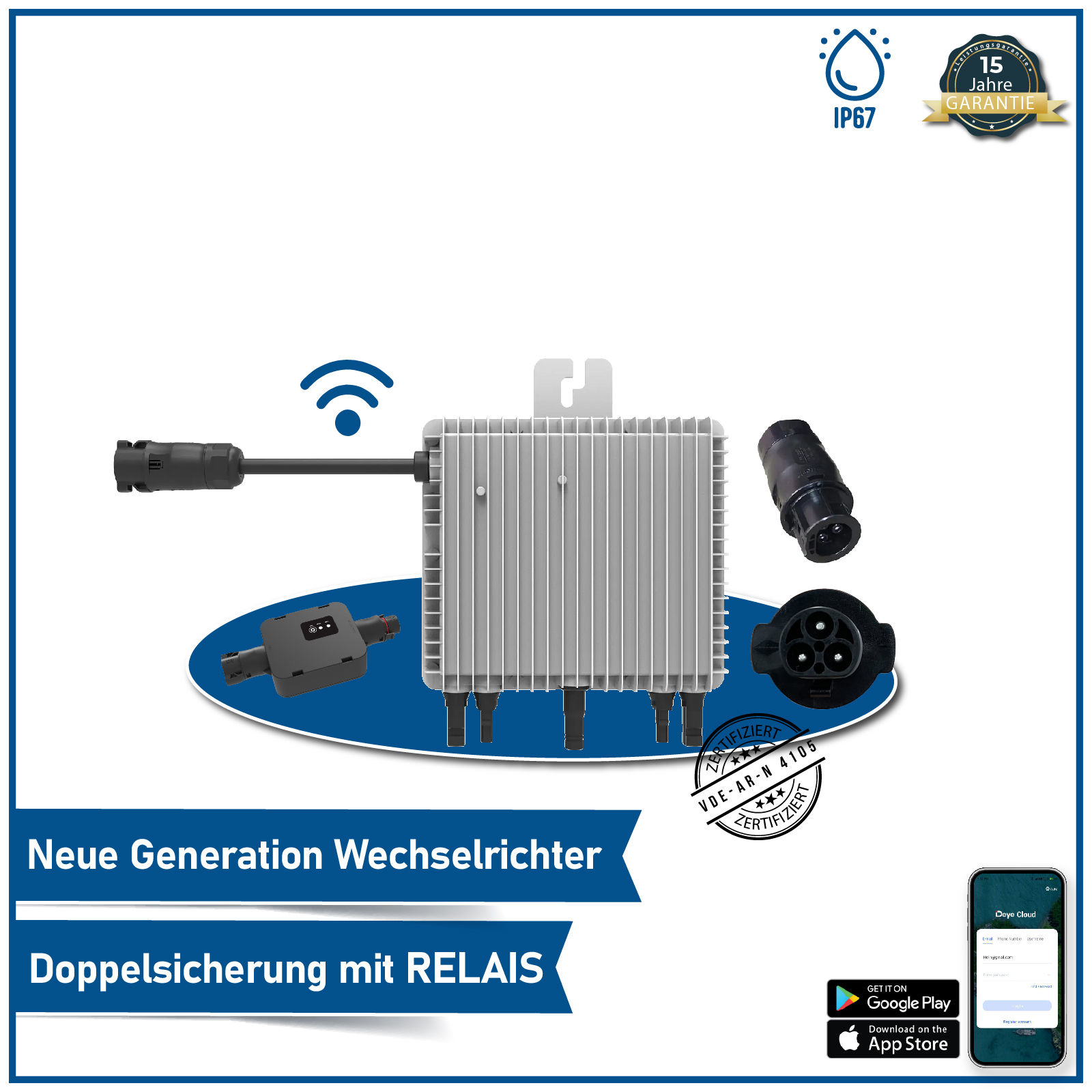 800W Deye (SUN-M80G3-EU-Q0) Neu Generation Upgradefähiger WIFI  Wechselrichter mit Relais