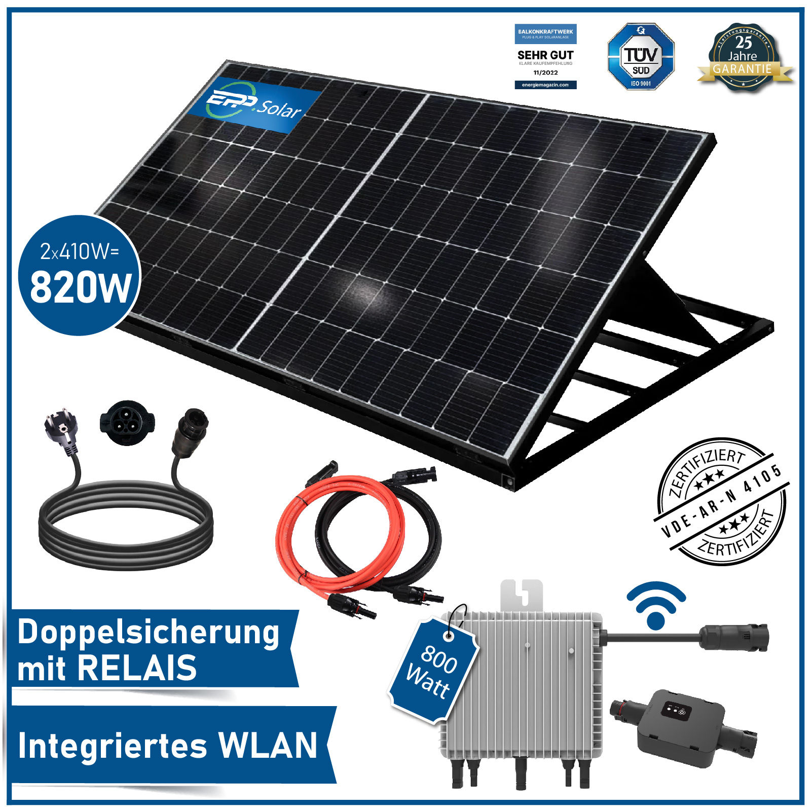 380 Watt Balkonkraftwerk Photovoltaik Solaranlage Steckerfertig WIFI Smart