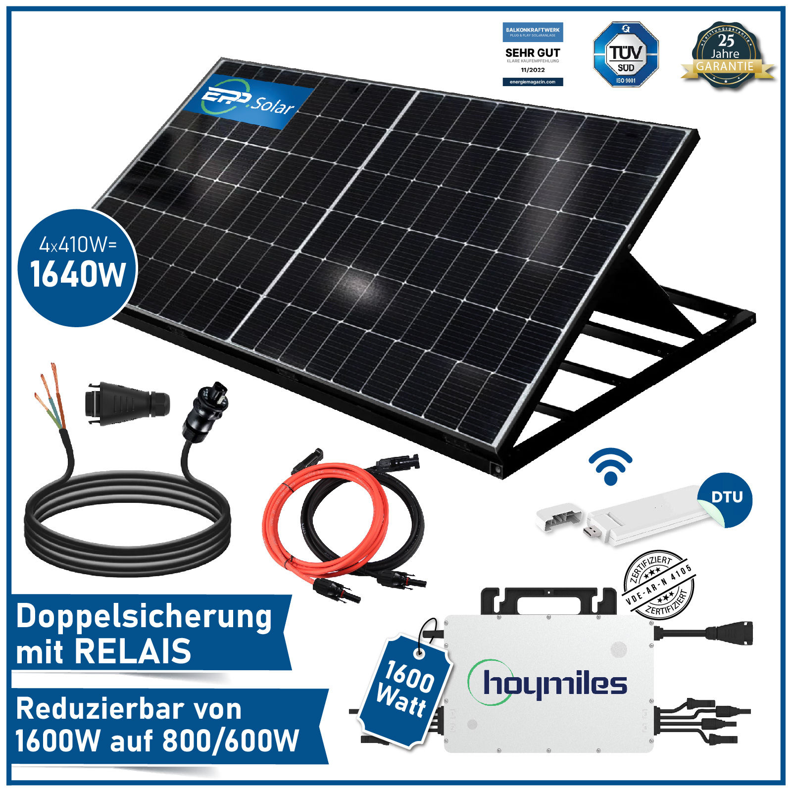 1640W/1600W Plug & Play Solaranlage Komplettset inkl. EPP 410W