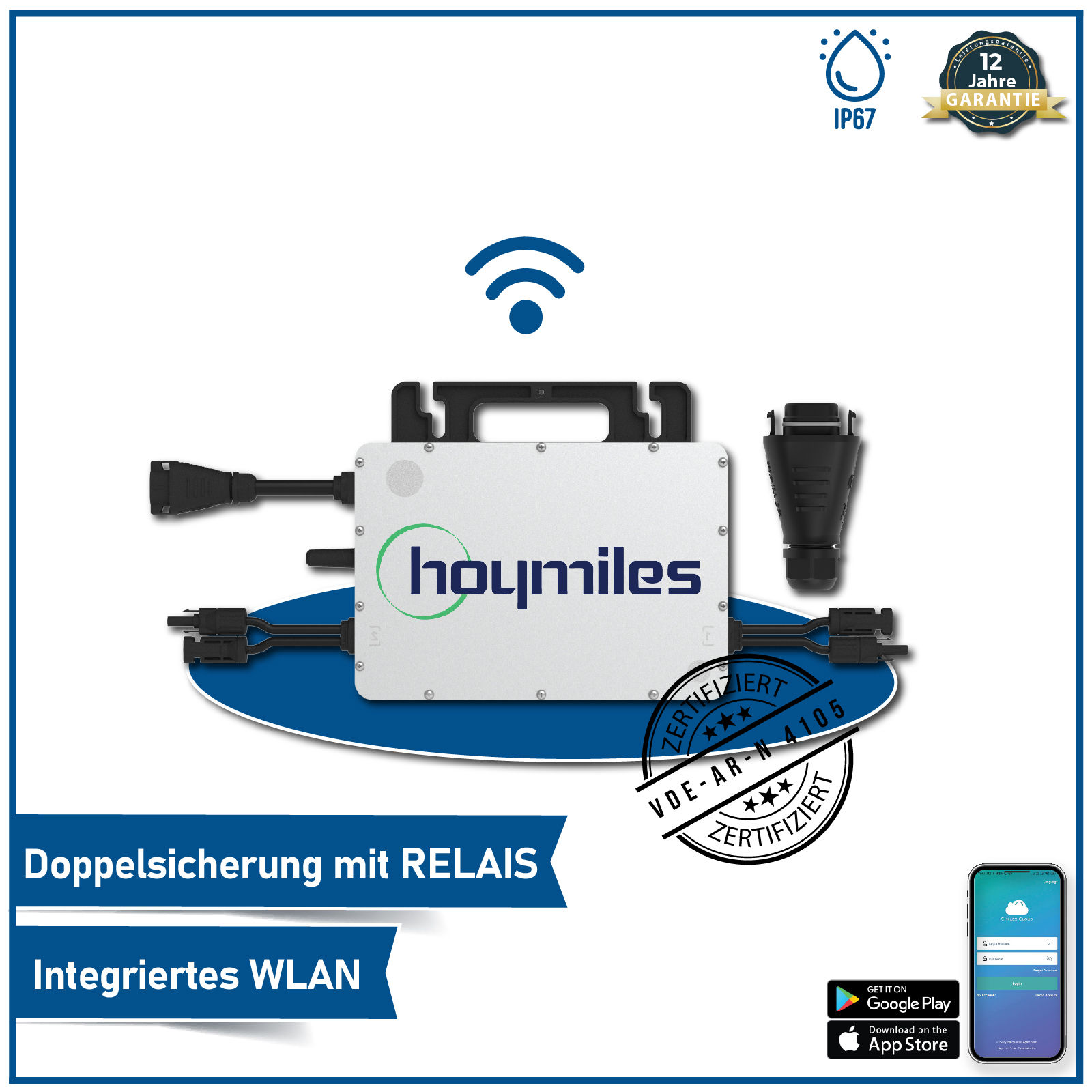 1000W Balkonkraftwerk mit Hoymiles HMS800W2T Upgradefähiger WIFI Wechselrichter Camper Gold Shop