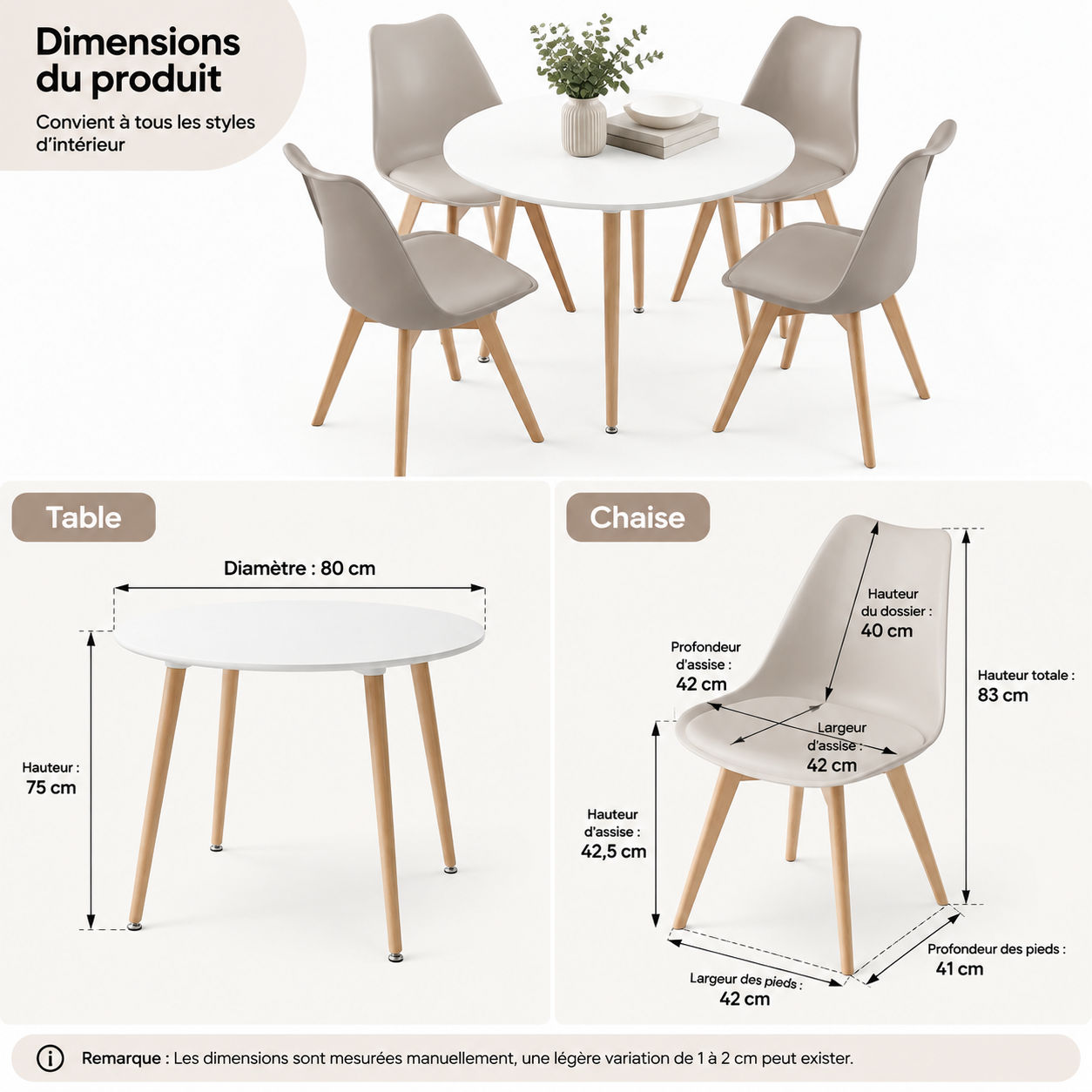 Détails ensemble table et chaises