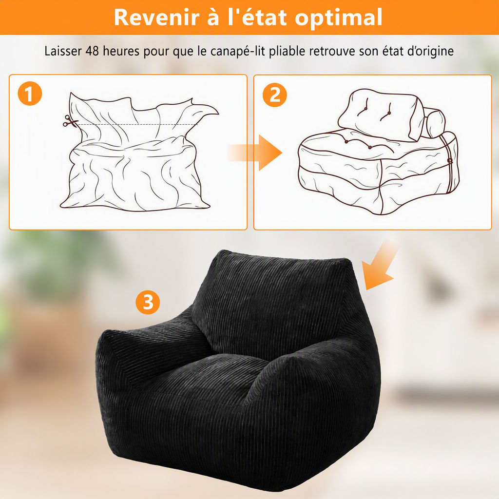Fauteuil pouf format généreux