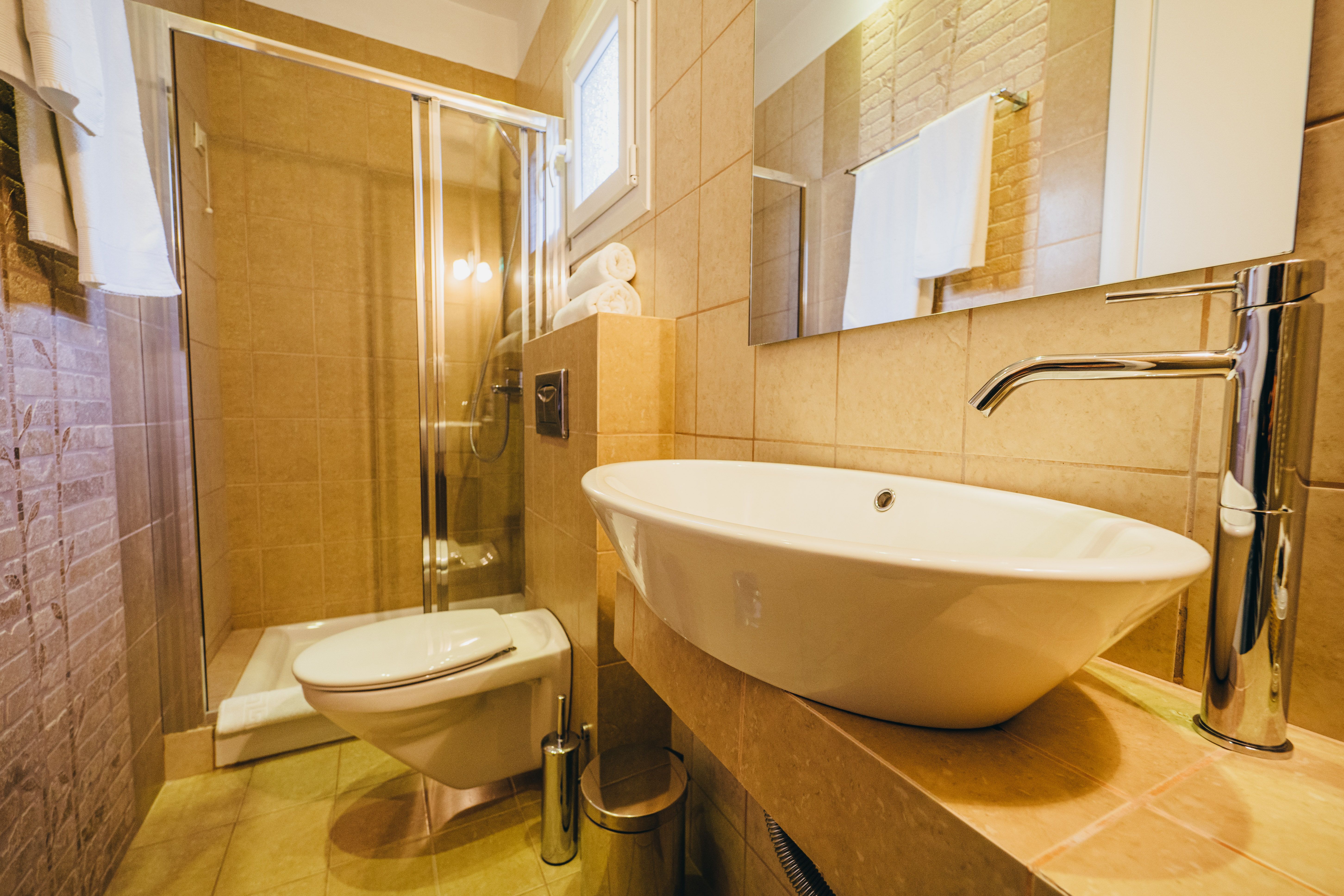 Bathroom interior with sink in deluxe purple room
