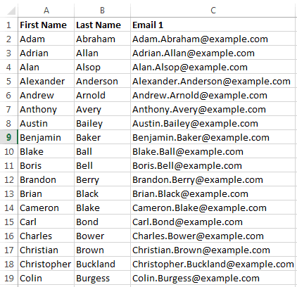 email address example list