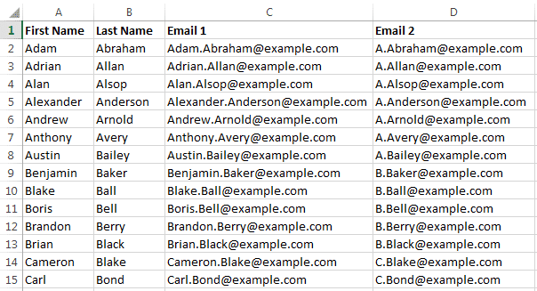 email address example list