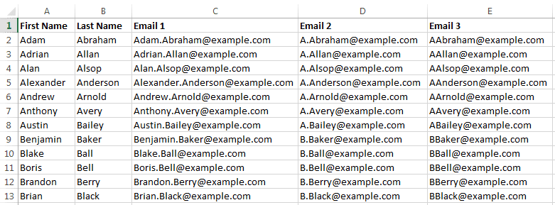 email address example list