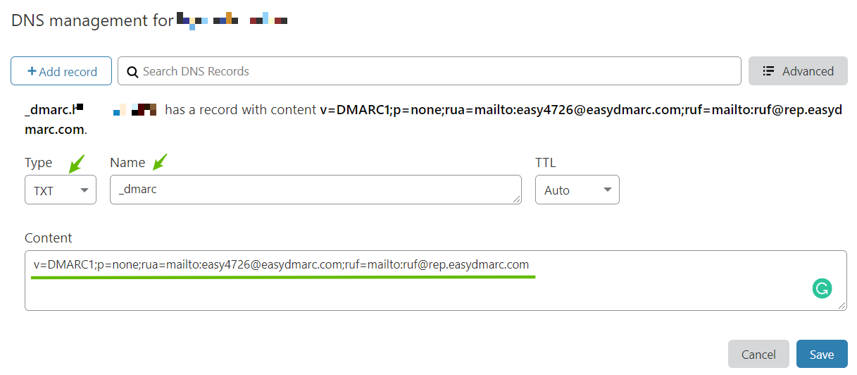 Publish the DMARC record in DNS